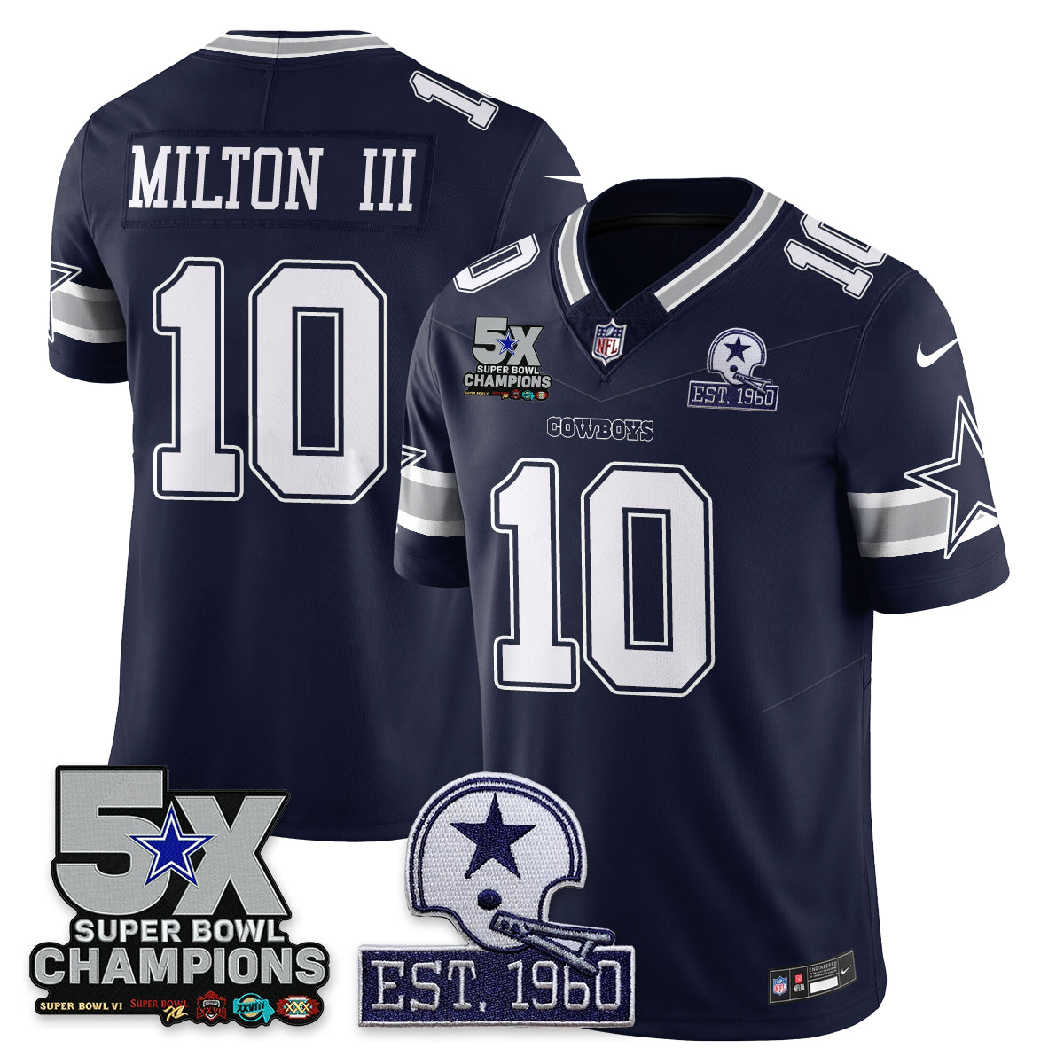 DAL 5-Time Champions Patch Vapor Limited Jersey - All Stitched