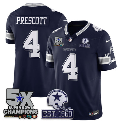 DAL 5-Time Champions Patch Vapor Limited Jersey - All Stitched