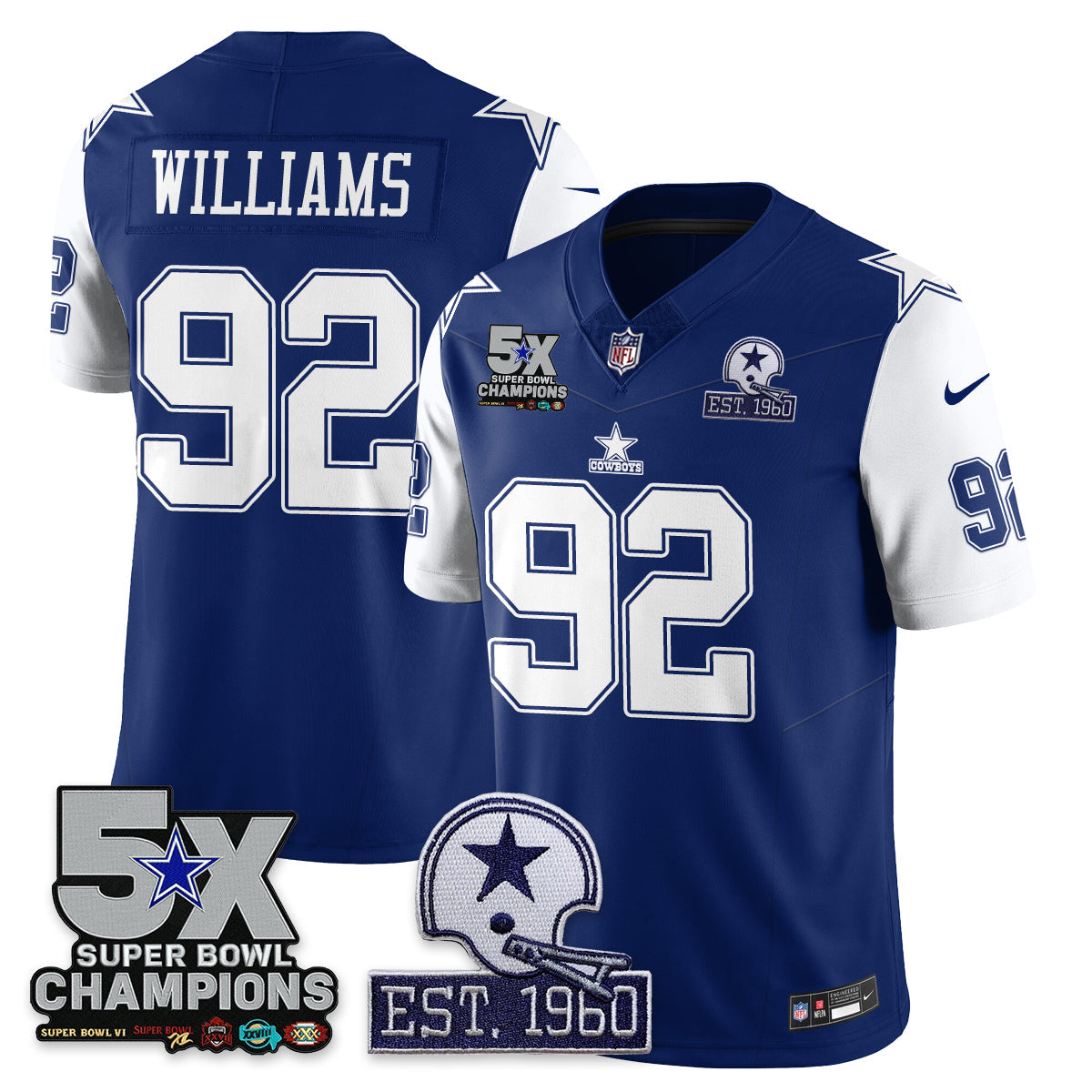 DAL 5-Time Champions Patch Vapor Limited Jersey - All Stitched