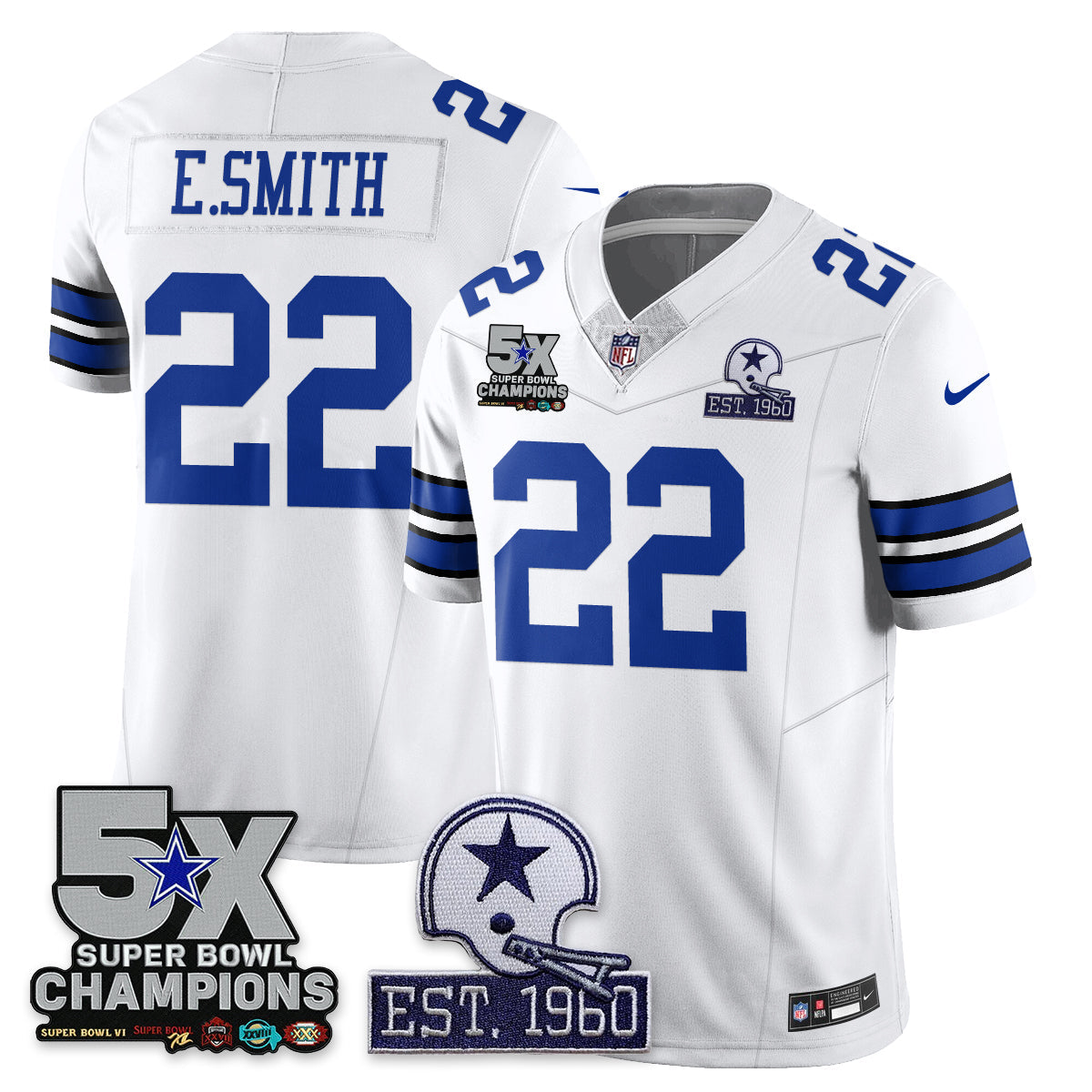DAL 5-Time Champions Patch Vapor Limited Jersey - All Stitched