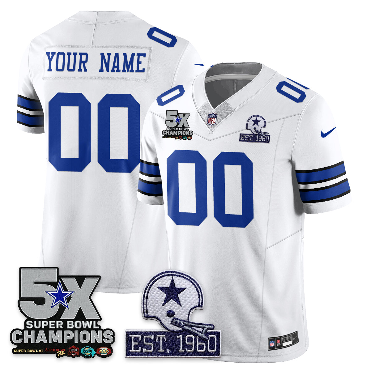 DAL 5-Time Champions Patch Vapor Limited Jersey - All Stitched