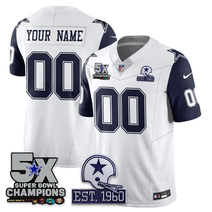 DAL 5-Time Champions Patch Vapor Limited Custom Jersey - All Stitched