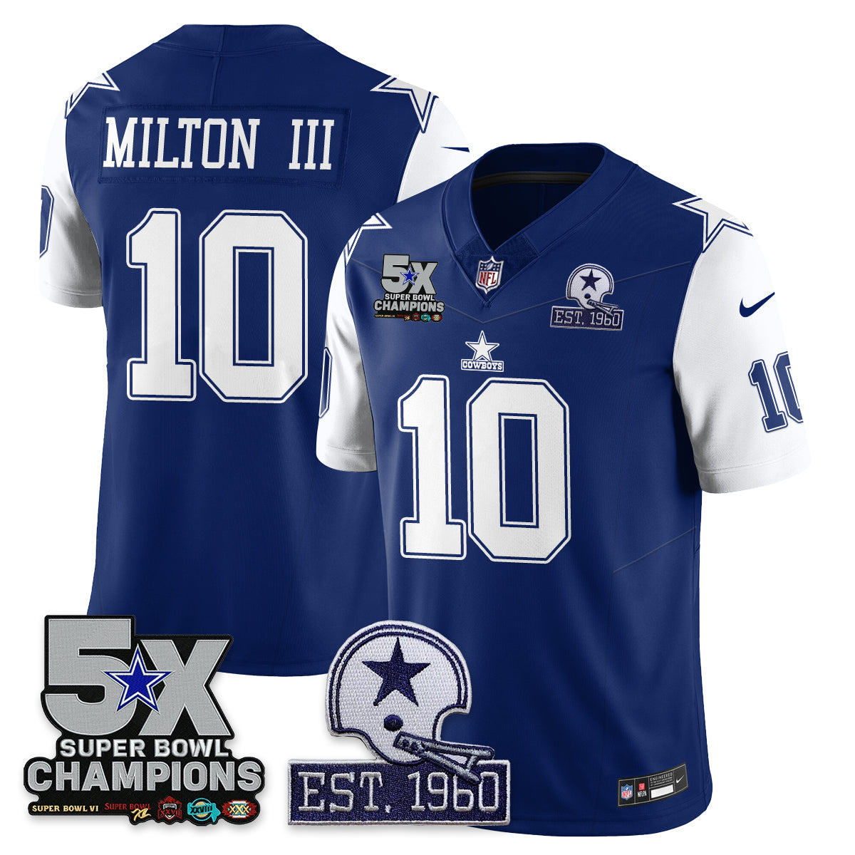 DAL 5-Time Champions Patch Vapor Limited Jersey - All Stitched