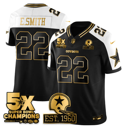 DAL 5-Time Champions Patch Vapor Limited Gold Jersey - All Stitched