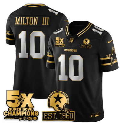 DAL 5-Time Champions Patch Vapor Limited Gold Jersey - All Stitched