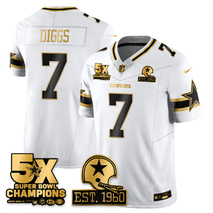 DAL 5-Time Champions Patch Vapor Limited Gold Jersey - All Stitched