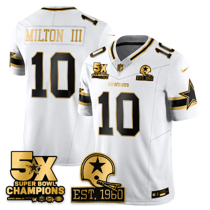 DAL 5-Time Champions Patch Vapor Limited Gold Jersey - All Stitched