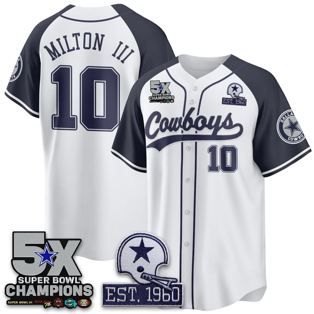 DAL 5-Time Champions Patch Limited Baseball Jersey - All Stitched