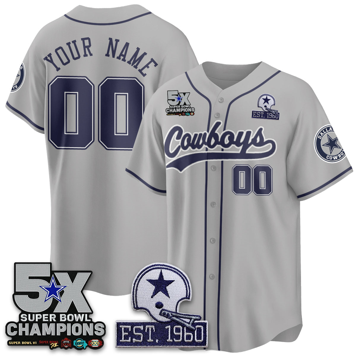 DAL 5-Time Champions Patch Limited Baseball Jersey - All Stitched