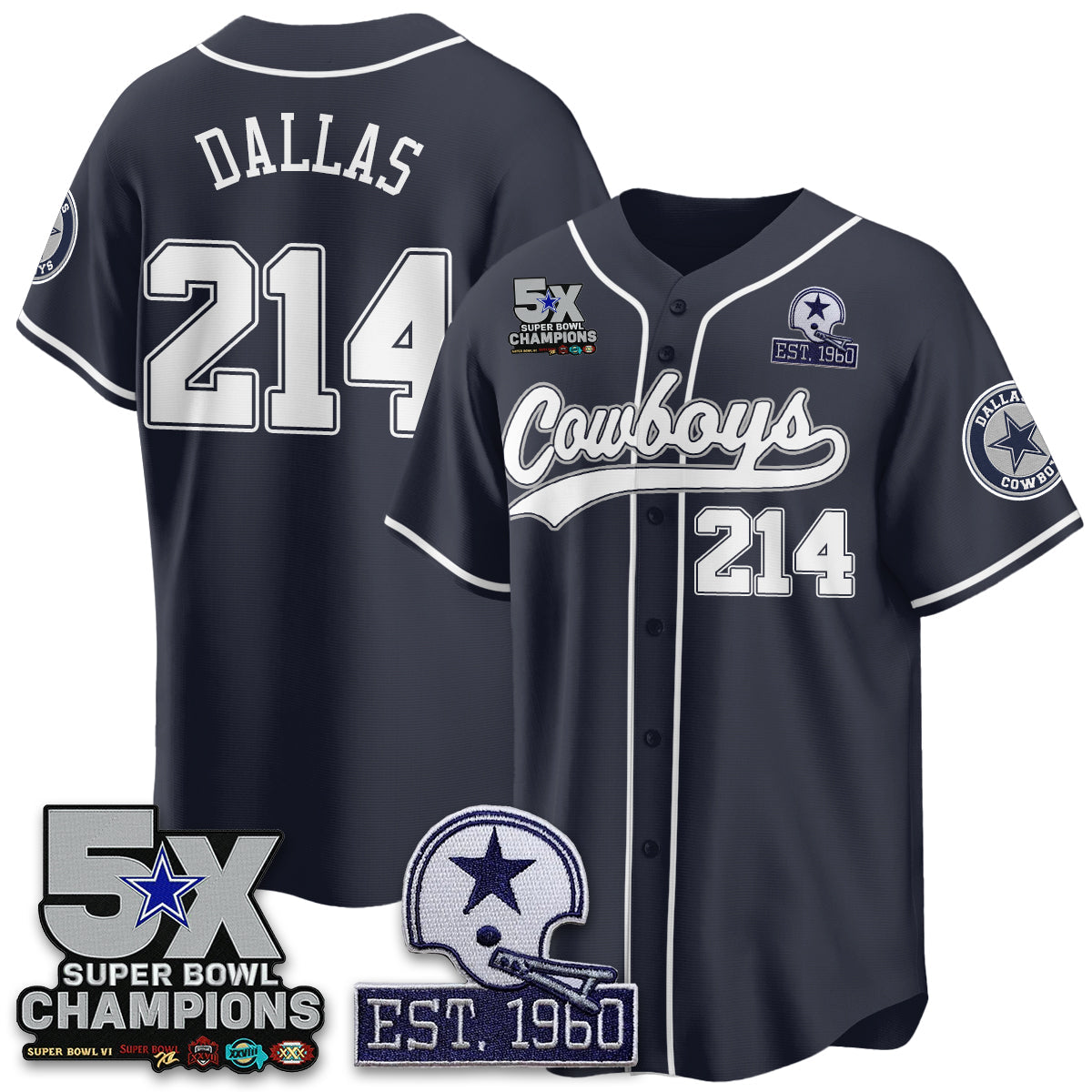 DAL 5-Time Champions Patch Limited Baseball Jersey - All Stitched