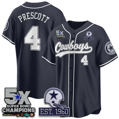 DAL 5-Time Champions Patch Limited Baseball Jersey - All Stitched