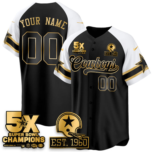DAL 5-Time Champions Patch Vapor Limited Gold Baseball Custom Jersey - All Stitched