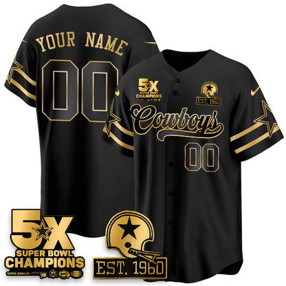 DAL 5-Time Champions Patch Vapor Limited Gold Baseball Custom Jersey - All Stitched