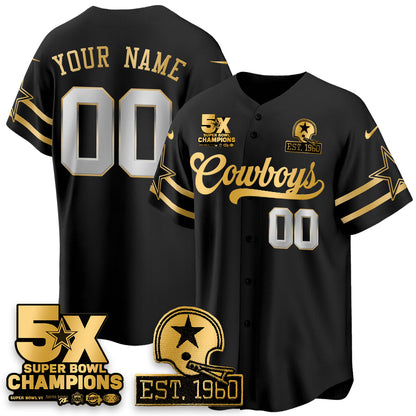 DAL 5-Time Champions Patch Vapor Limited Gold Baseball Custom Jersey - All Stitched