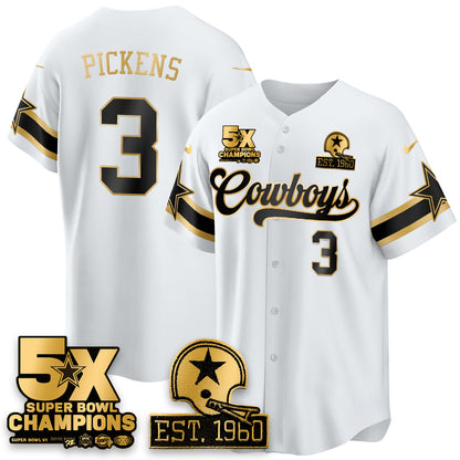 DAL 5-Time Champions Patch Vapor Limited Gold Baseball Jersey - All Stitched