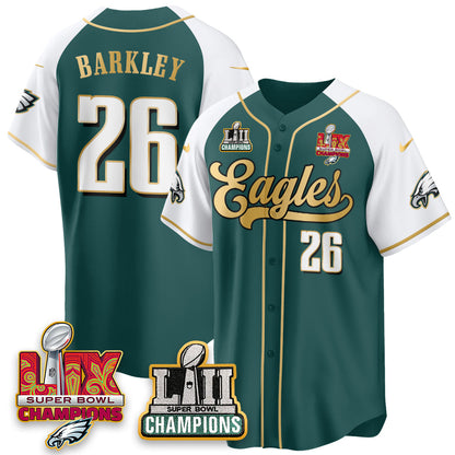 PHI LII-LIX Super Bowl Champions Vapor Limited Gold Baseball Jersey - All Stitched