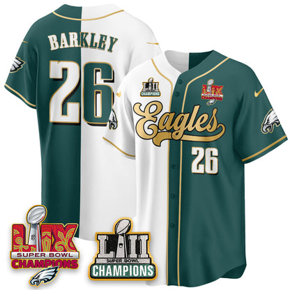 PHI LII-LIX Super Bowl Champions Vapor Limited Gold Baseball Jersey - All Stitched