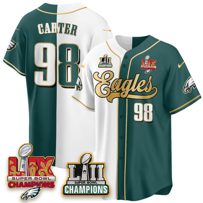 PHI LII-LIX Super Bowl Champions Vapor Limited Gold Baseball Jersey - All Stitched