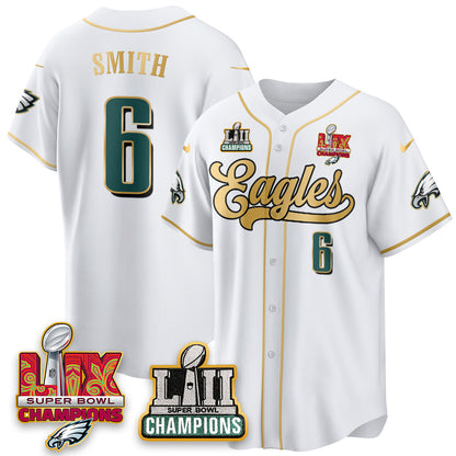 PHI LII-LIX Super Bowl Champions Vapor Limited Gold Baseball Jersey - All Stitched