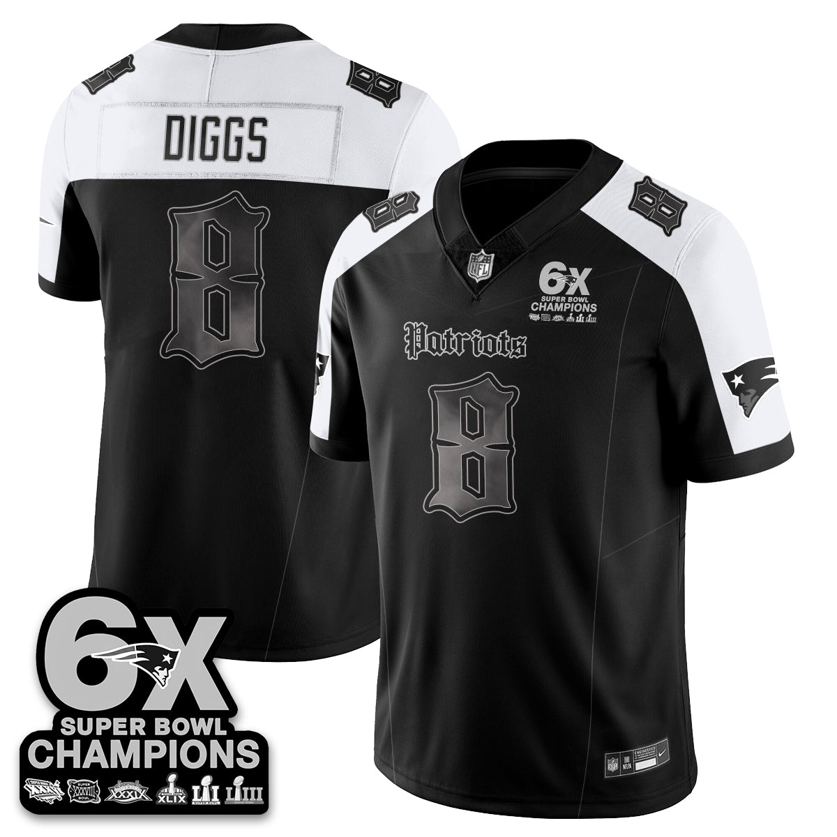 NE 'Dark Gothic' Vapor Limited Jersey - 6-Time Champions - All Stitched