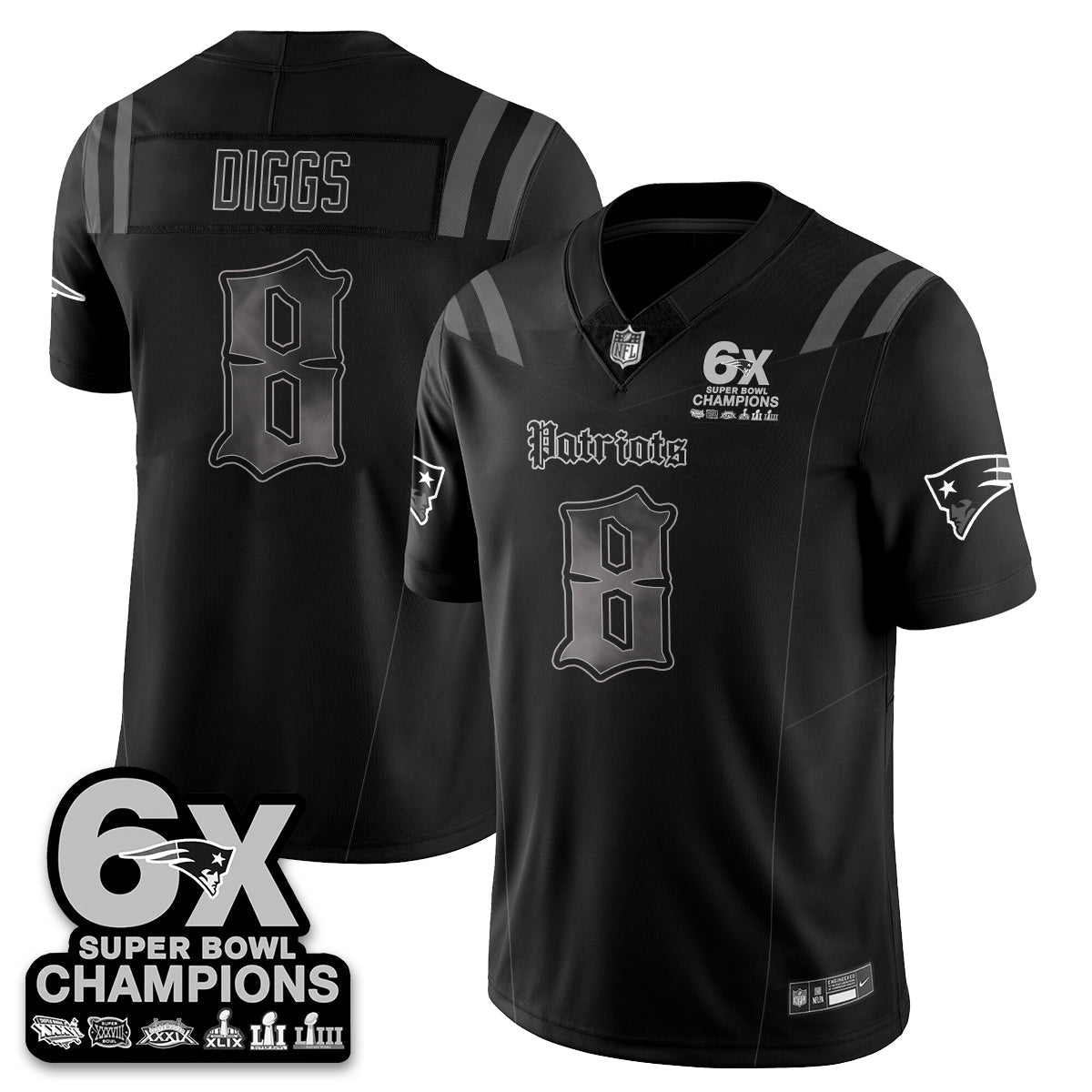 NE 'Dark Gothic' Vapor Limited Jersey - 6-Time Champions - All Stitched
