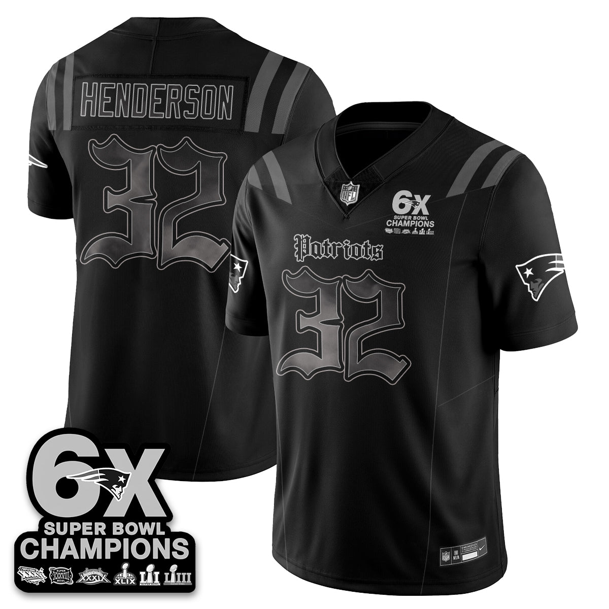 NE 'Dark Gothic' Vapor Limited Jersey - 6-Time Champions - All Stitched