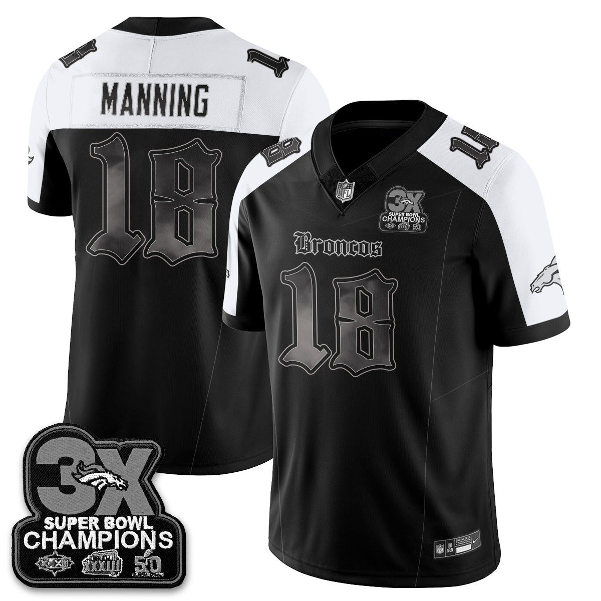 DEN 'Dark Gothic' Vapor Limited Jersey - 3-Time Champions - All Stitched