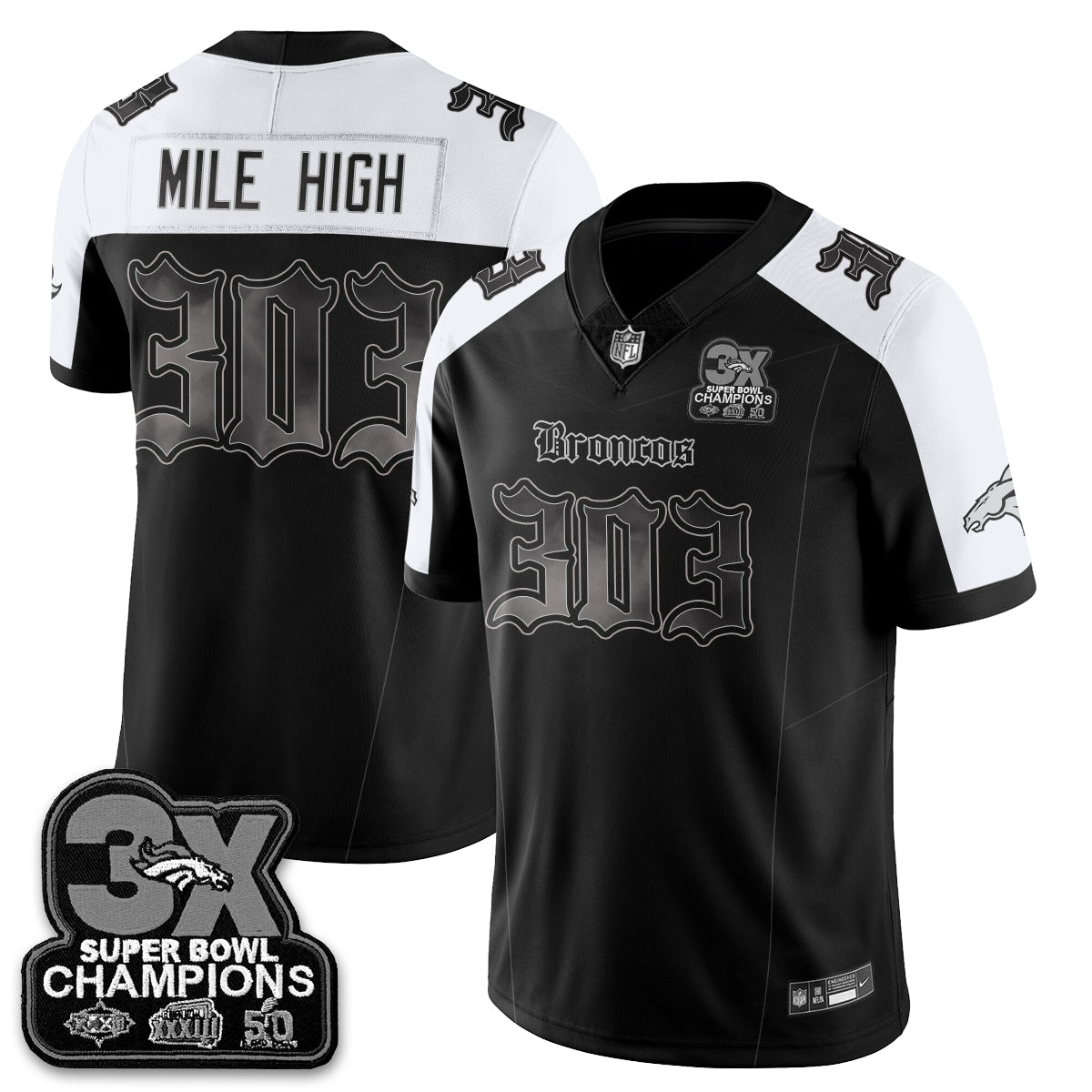 DEN 'Dark Gothic' Vapor Limited Jersey - 3-Time Champions - All Stitched