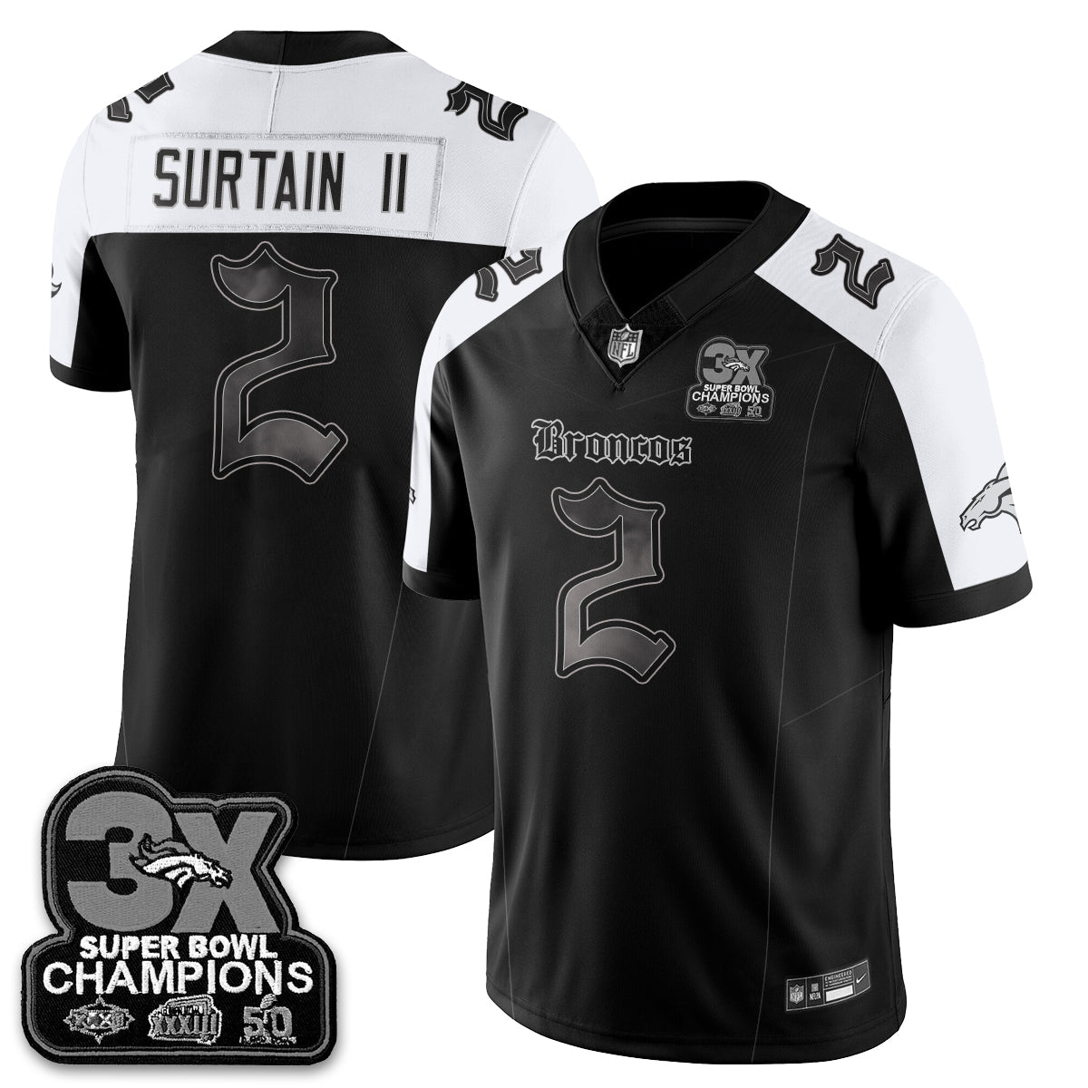 DEN 'Dark Gothic' Vapor Limited Jersey - 3-Time Champions - All Stitched