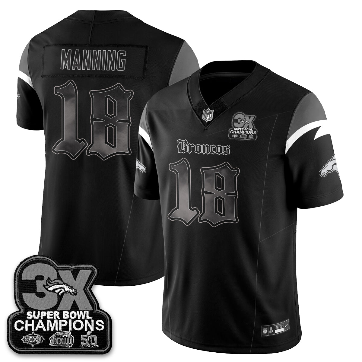 DEN 'Dark Gothic' Vapor Limited Jersey - 3-Time Champions - All Stitched