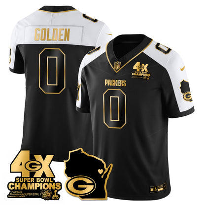 GB 4-Time Champions Patch Vapor Limited Gold Jersey - All Stitched