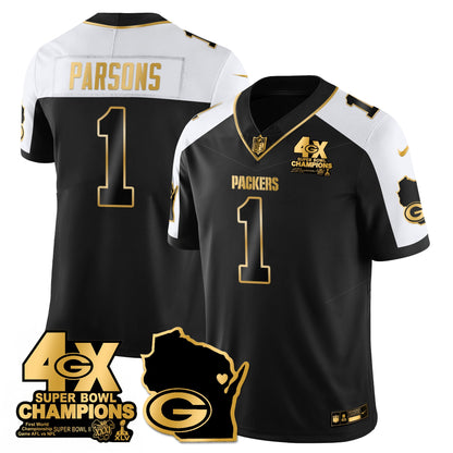 GB 4-Time Champions Patch Vapor Limited Gold Jersey - All Stitched