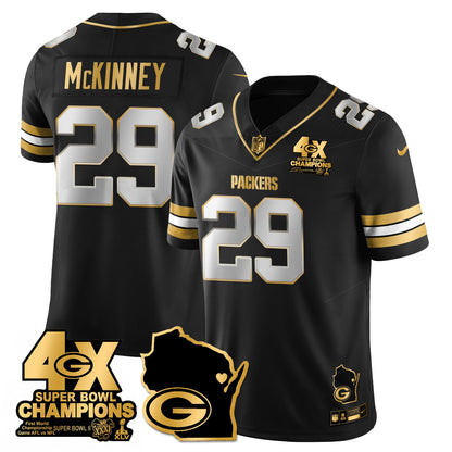 GB 4-Time Champions Patch Vapor Limited Gold Jersey - All Stitched