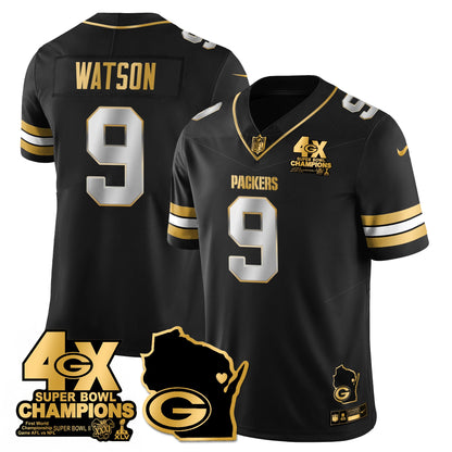 GB 4-Time Champions Patch Vapor Limited Gold Jersey - All Stitched