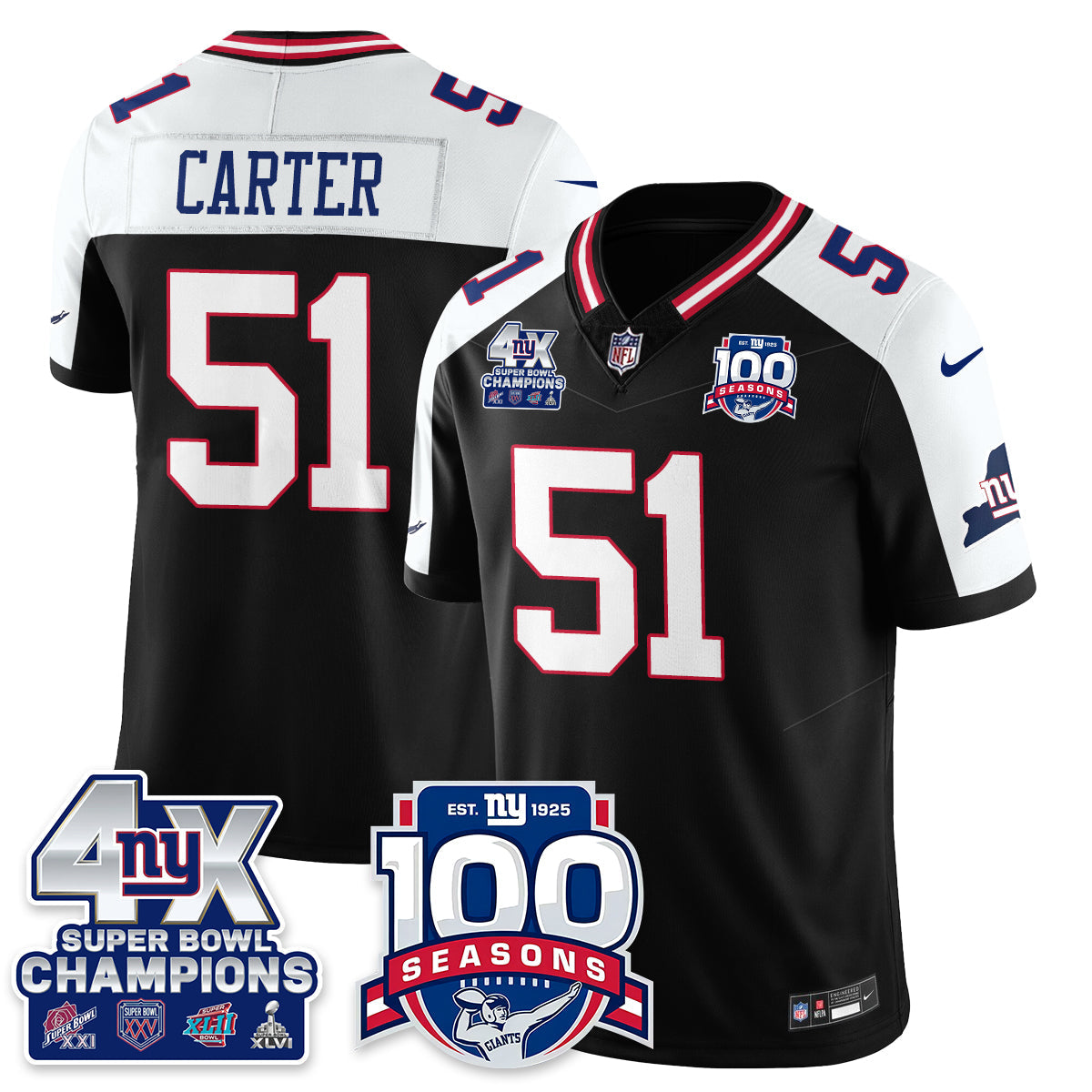 NYG 4-Time Champions Vapor Limited Jersey- 100th Season - All Stitched