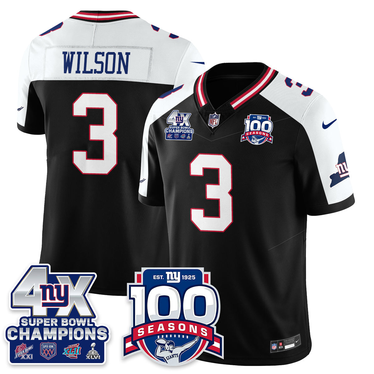 NYG 4-Time Champions Vapor Limited Jersey- 100th Season - All Stitched
