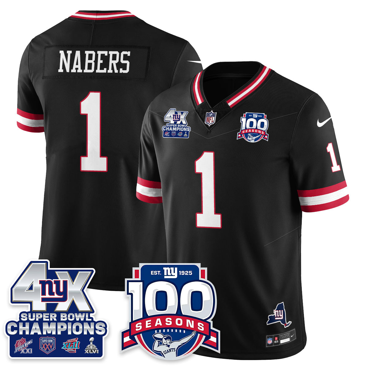 NYG 4-Time Champions Vapor Limited Jersey- 100th Season - All Stitched