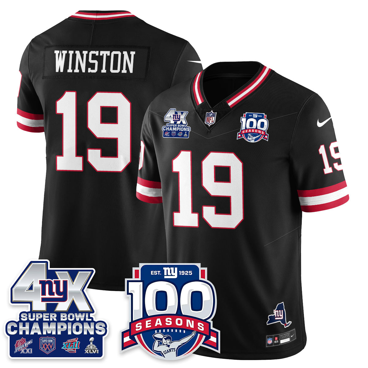 NYG 4-Time Champions Vapor Limited Jersey- 100th Season - All Stitched