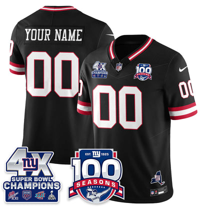 NYG 4-Time Champions Vapor Limited Custom Jersey- 100th Season - All Stitched