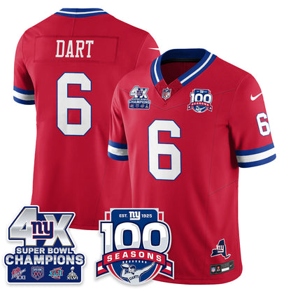 NYG 4-Time Champions Vapor Limited Jersey- 100th Season - All Stitched