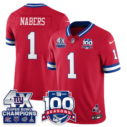 NYG 4-Time Champions Vapor Limited Jersey- 100th Season - All Stitched