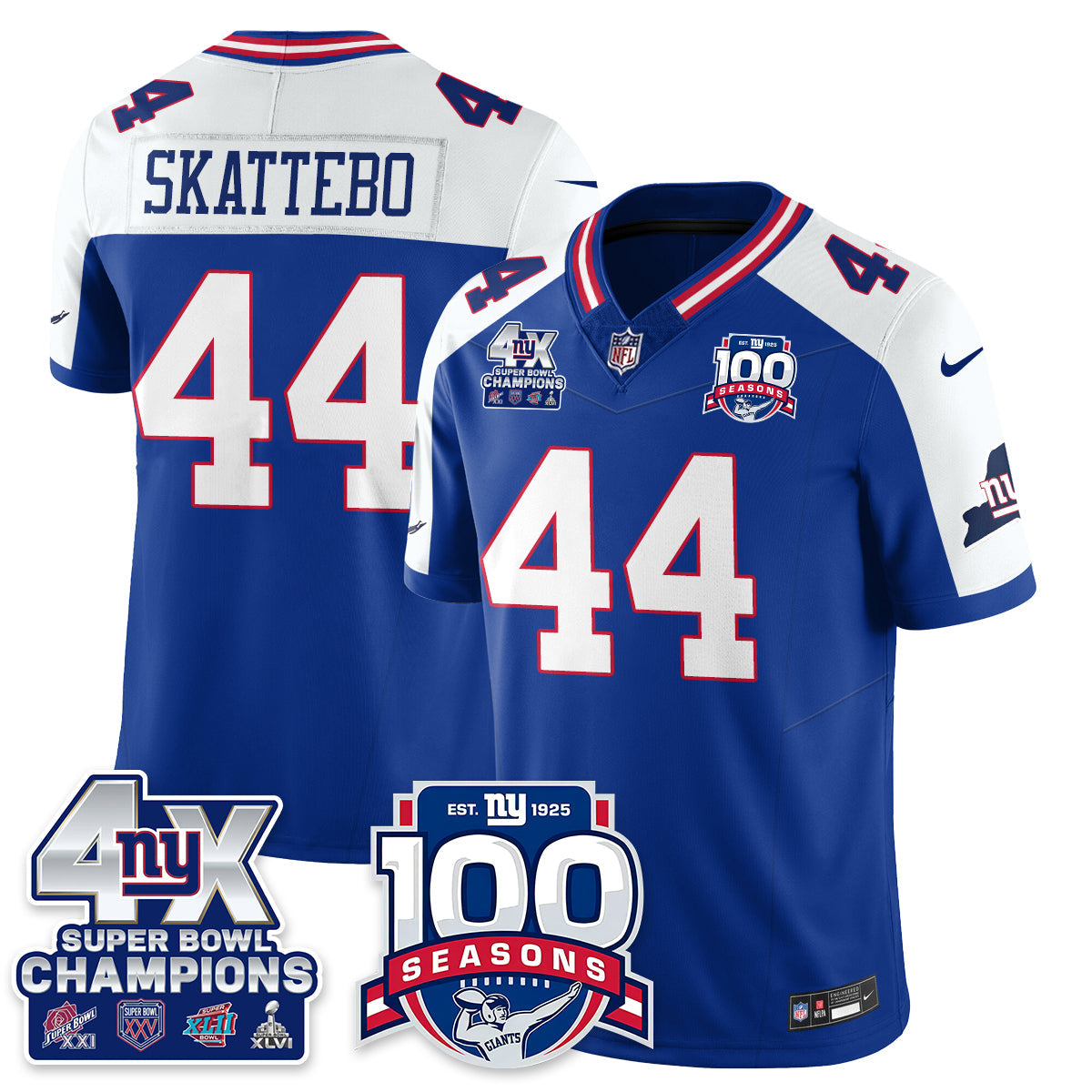 NYG 4-Time Champions Vapor Limited Jersey- 100th Season - All Stitched