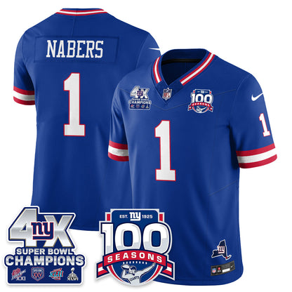 NYG 4-Time Champions Vapor Limited Jersey- 100th Season - All Stitched