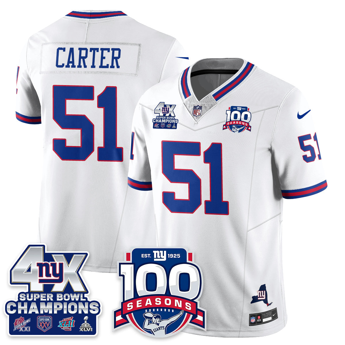 NYG 4-Time Champions Vapor Limited Jersey- 100th Season - All Stitched