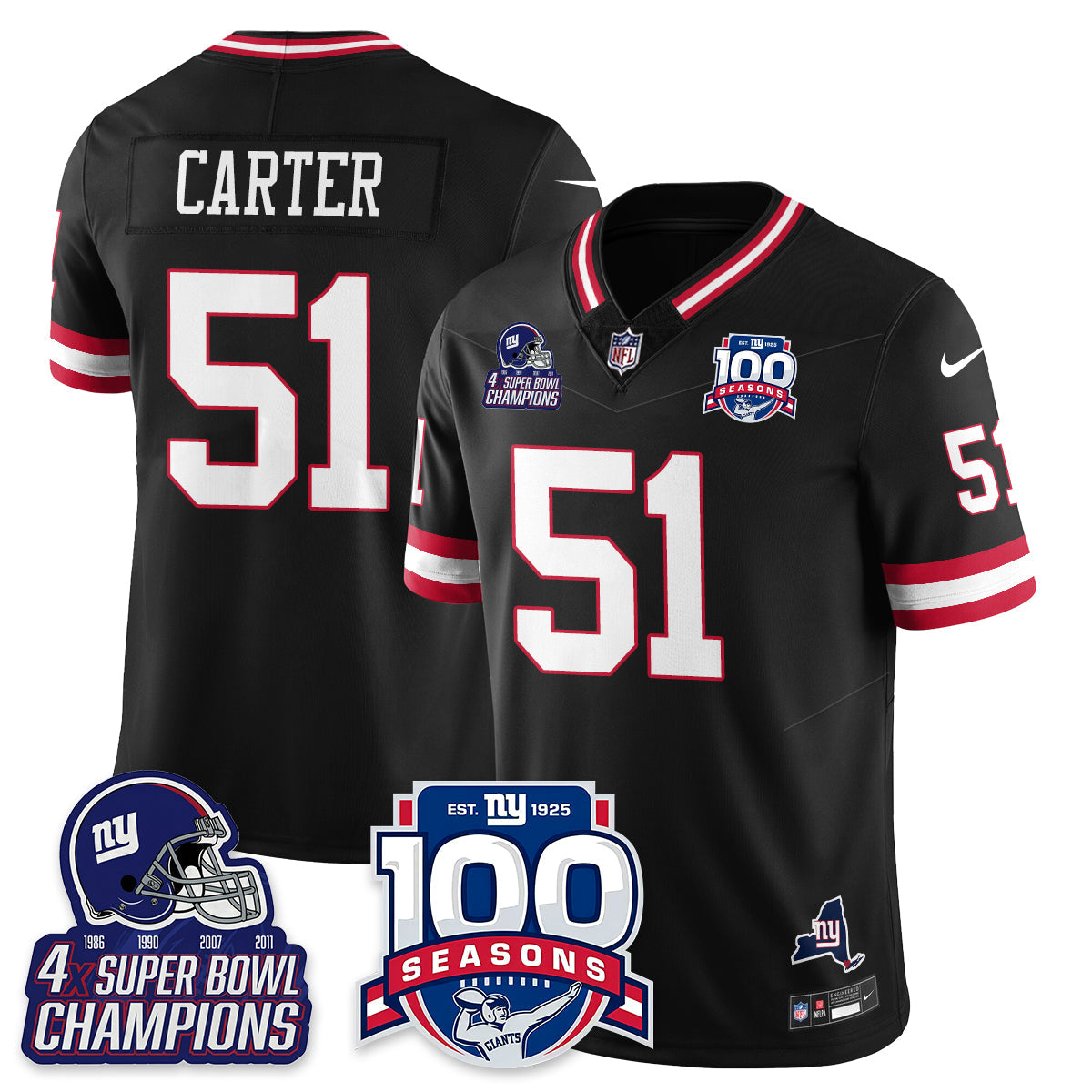 NYG 4-Time Champions Vapor Limited Jersey- 100th Season - All Stitched