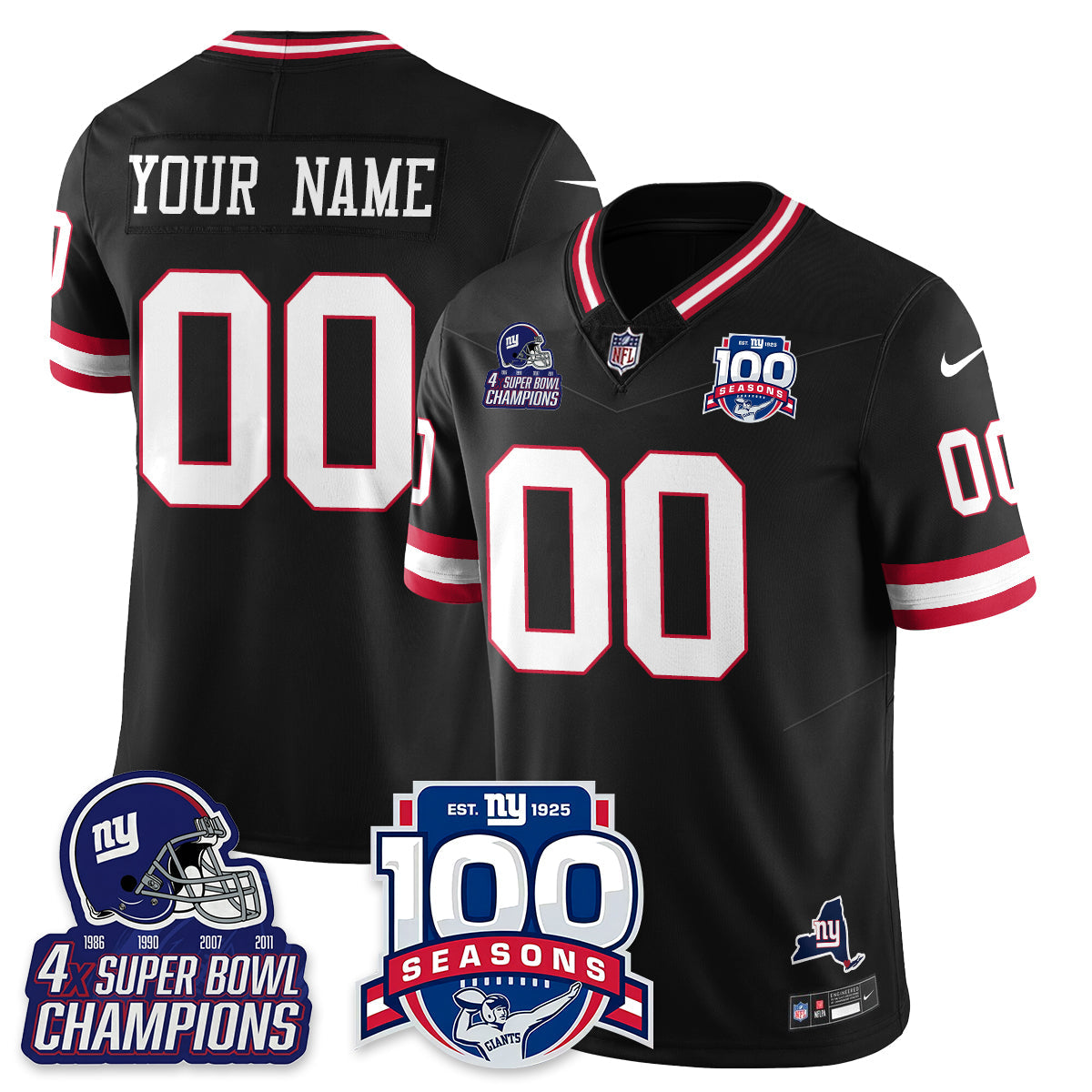 NYG 4-Time Champions Vapor Limited Jersey- 100th Season - All Stitched