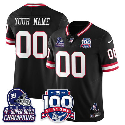 NYG 4-Time Champions Vapor Limited Custom Jersey- 100th Season - All Stitched
