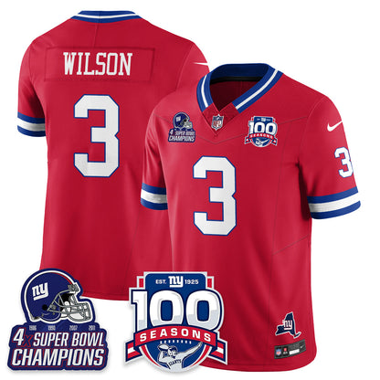 NYG 4-Time Champions Vapor Limited Jersey- 100th Season - All Stitched