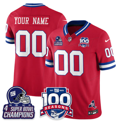 NYG 4-Time Champions Vapor Limited Jersey- 100th Season - All Stitched