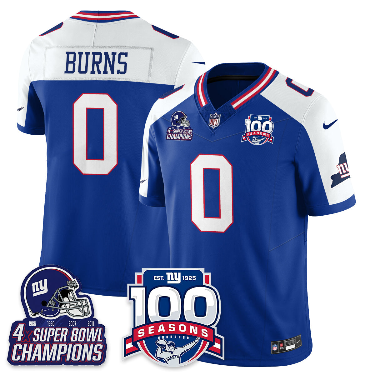 NYG 4-Time Champions Vapor Limited Jersey- 100th Season - All Stitched
